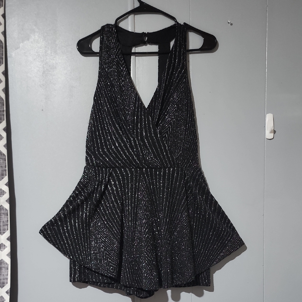 Purple Snow Black and Silver Romper